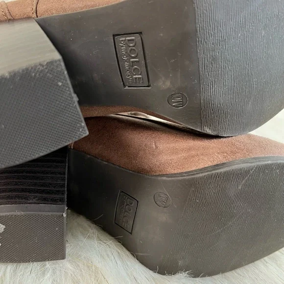 Dolce By Mojo Moxy Womens Ankle Boots Booties Brown Taupe Zipper High 10 W - Picture 6 of 9